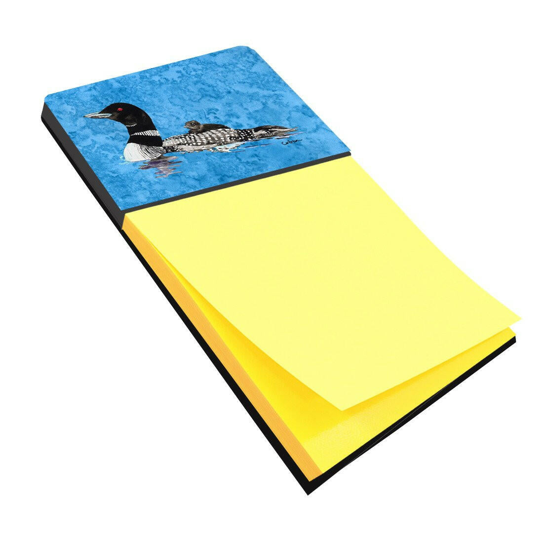 Momma and Baby Loon Watercolor Sticky Note Holder Refillable Dispenser Desk Accessory 3x3 Pad Gift