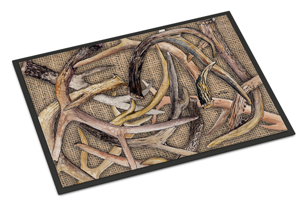 Deer Horns Doormat Indoor Outdoor 24H X 36W Front Door Mat Rugs for Entryway, Non Slip Washable Low Pile,