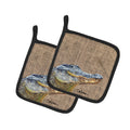 Alligator Pot Holder Set of 2 Heat Resistant Quilted Hot Pads 7.5 x 7.5 Inch, Insulated Kitchen Trivets for Cooking & Baking