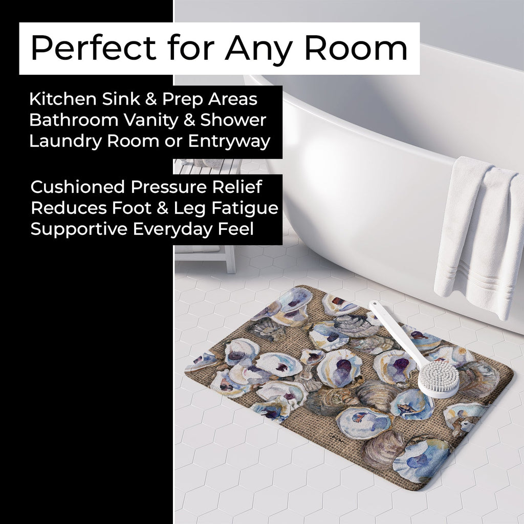 Oyster Memory Foam Kitchen Mat Machine Washable Anti-Fatigue Cushion Comfort Bath or Kitchen Rug