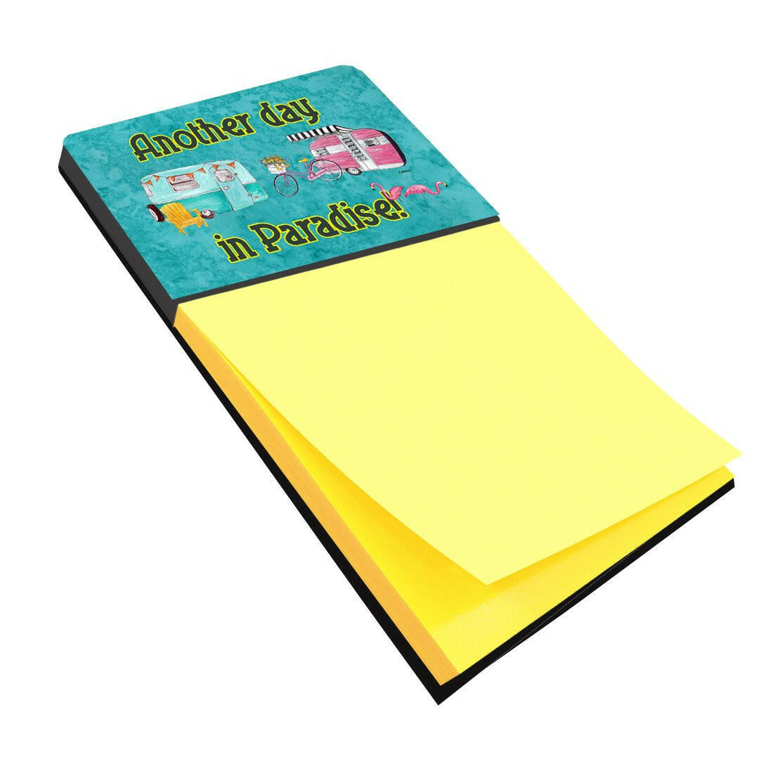Another Day in Paradise Watercolor Sticky Note Holder Refillable Dispenser Desk Accessory 3x3 Pad Gift