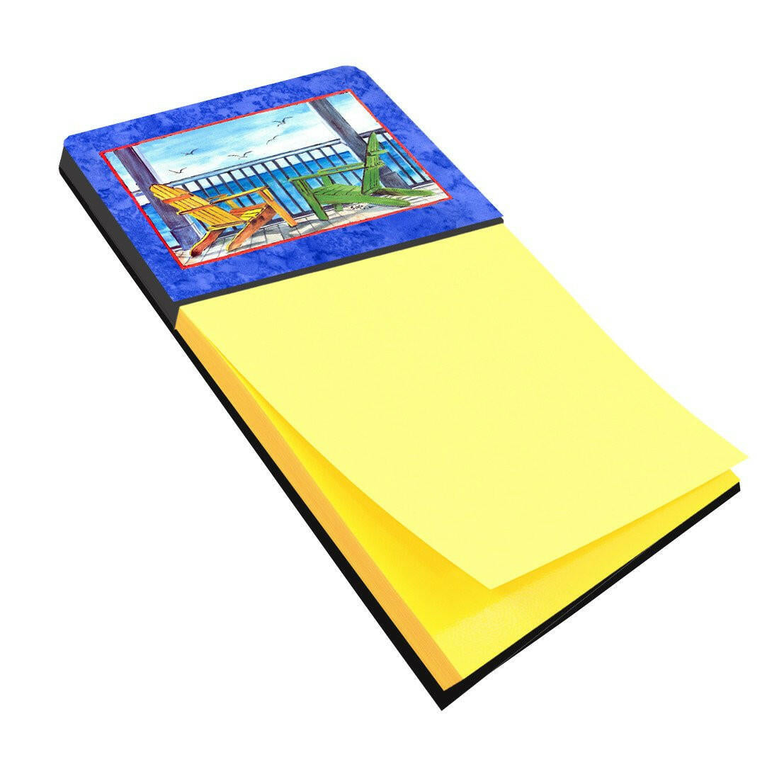 Adirondack Chairs Blue Watercolor Sticky Note Holder Refillable Dispenser Desk Accessory 3x3 Pad Gift