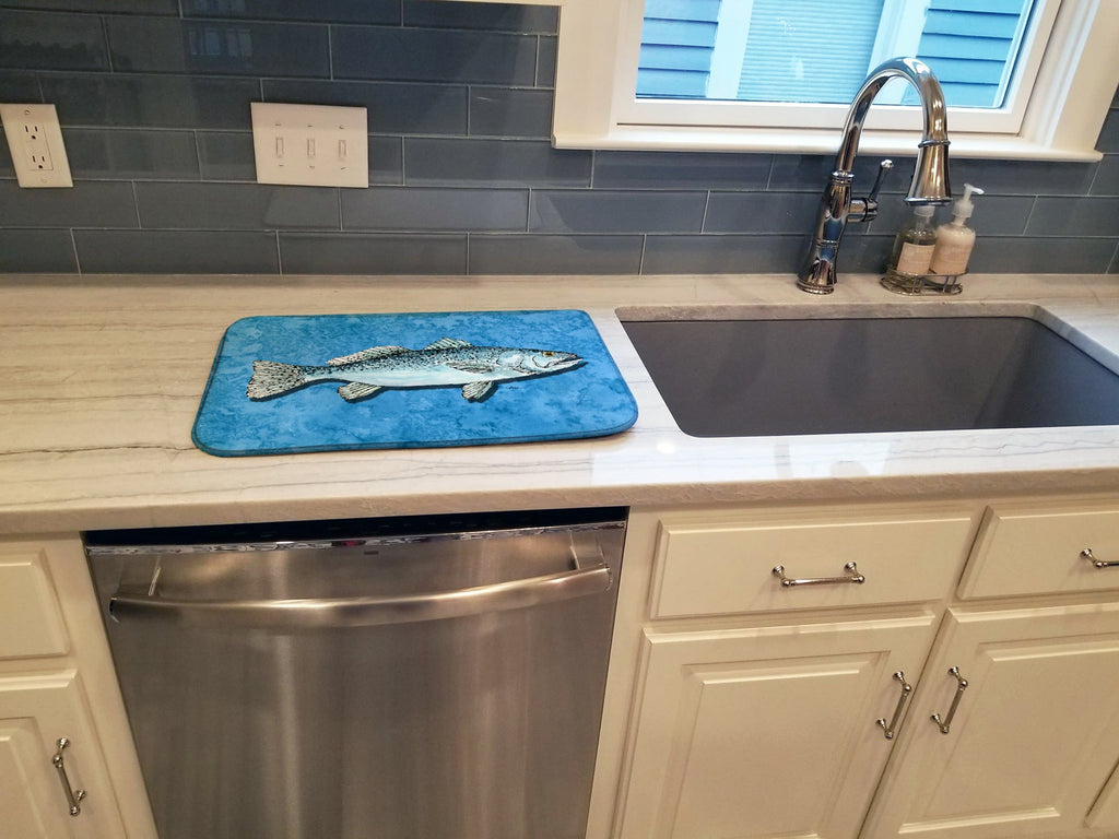Fish - Trout Dish Drying Mat Absorbent Dish Drying Mat Pad for Kitchen Counter Dish Drainer Mat for Countertop, 14 x 21", Multicolor