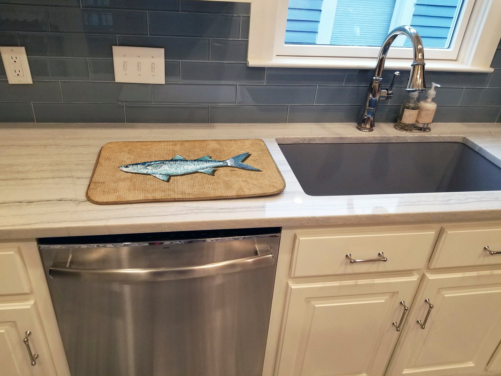 Mullet Dish Drying Mat Absorbent Dish Drying Mat Pad for Kitchen Counter Dish Drainer Mat for Countertop, 14 x 21", Multicolor