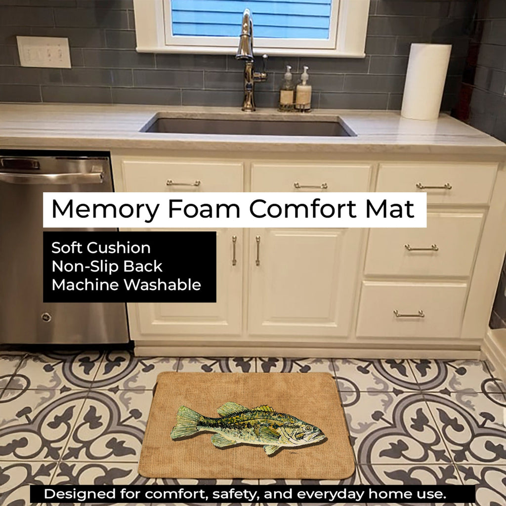 Small Mouth Bass Memory Foam Kitchen Mat Machine Washable Anti-Fatigue Cushion Comfort Bath or Kitchen Rug