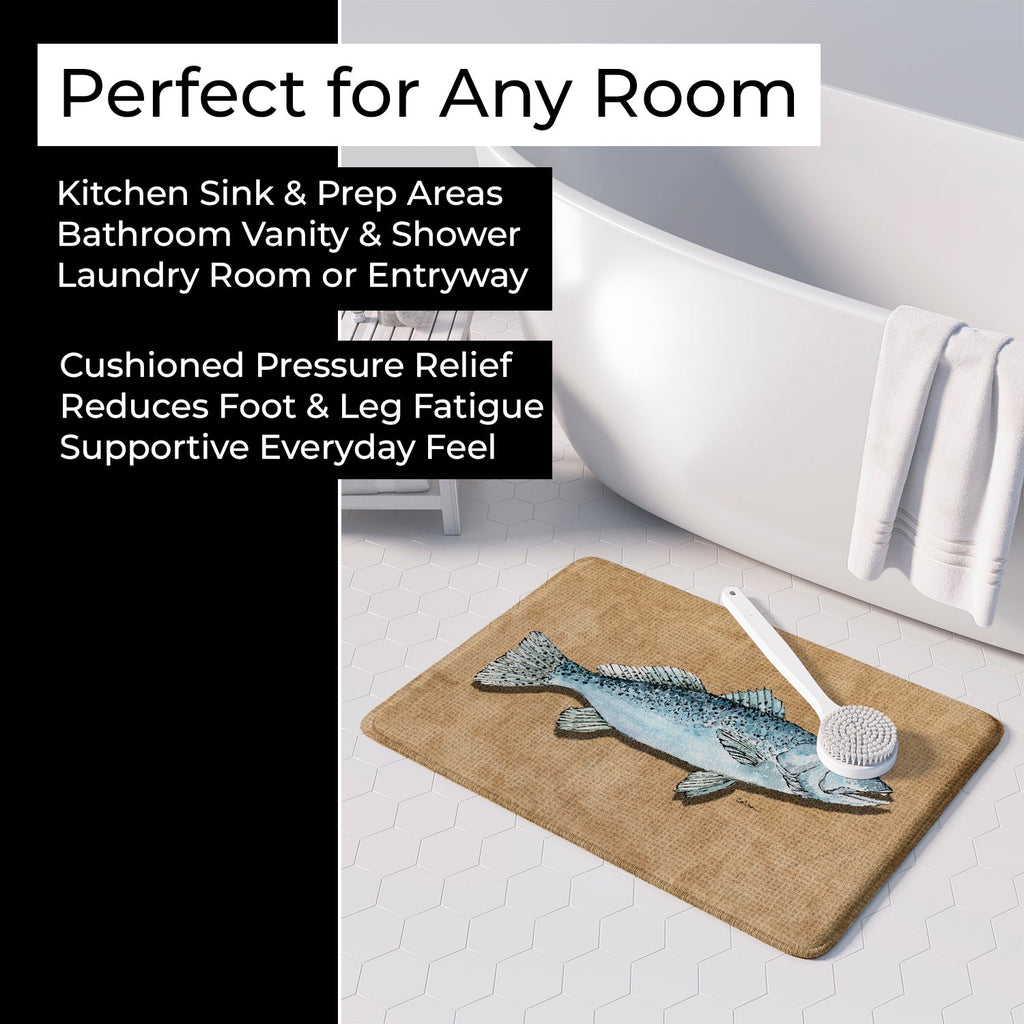 Speckled Trout Memory Foam Kitchen Mat Machine Washable Anti-Fatigue Cushion Comfort Bath or Kitchen Rug