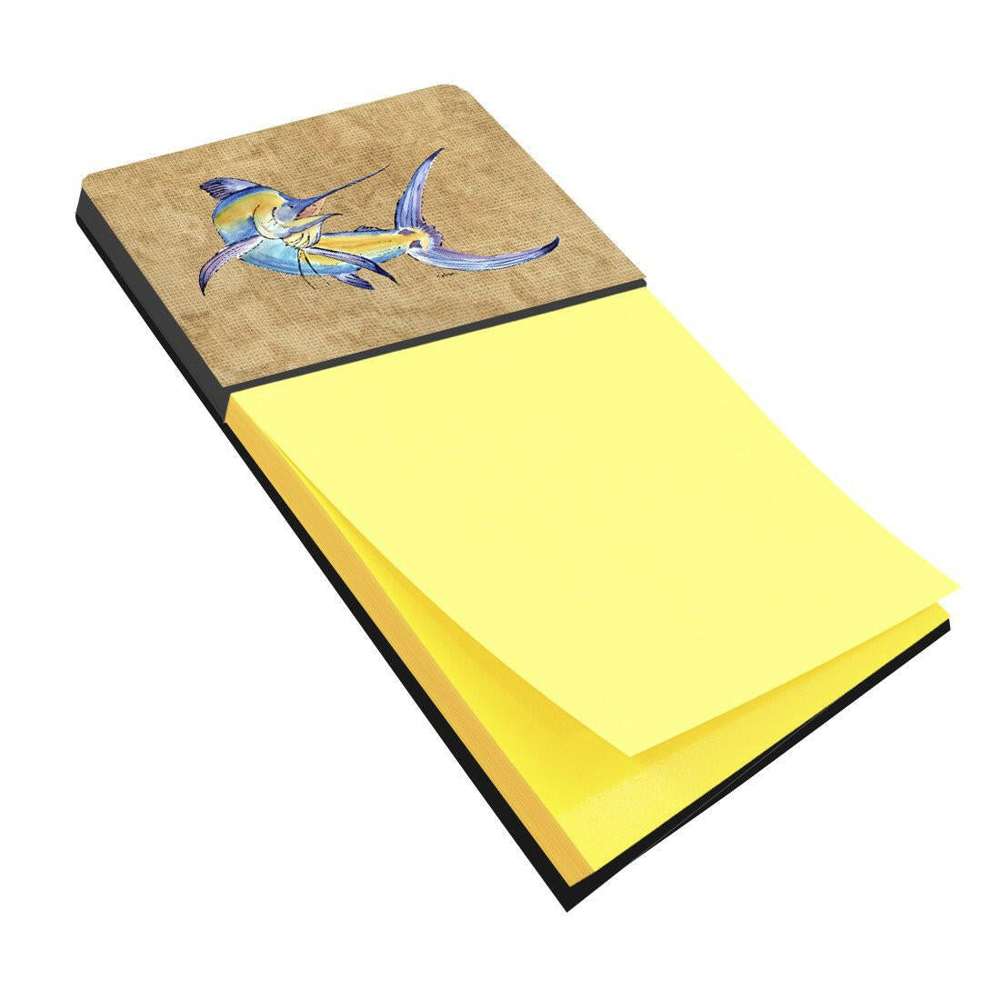 Blue Marlin Watercolor Sticky Note Holder Refillable Dispenser Desk Accessory 3x3 Pad Gift