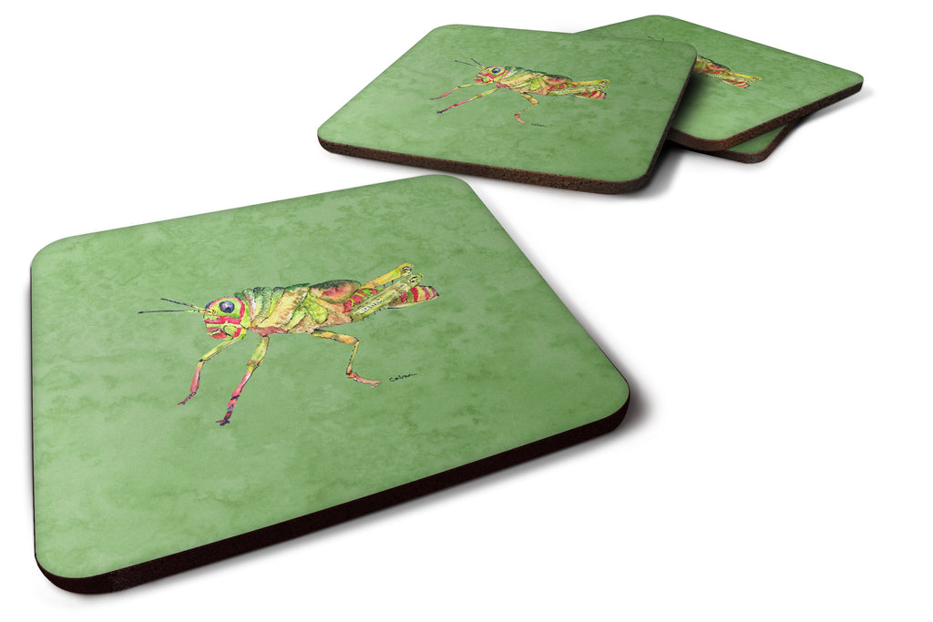 Grasshopper on Avacado Foam Coasters Set of 4 Cup Coasters for Indoor Outdoor, Tabletop Protection, Anti Slip, Mouse pad Material