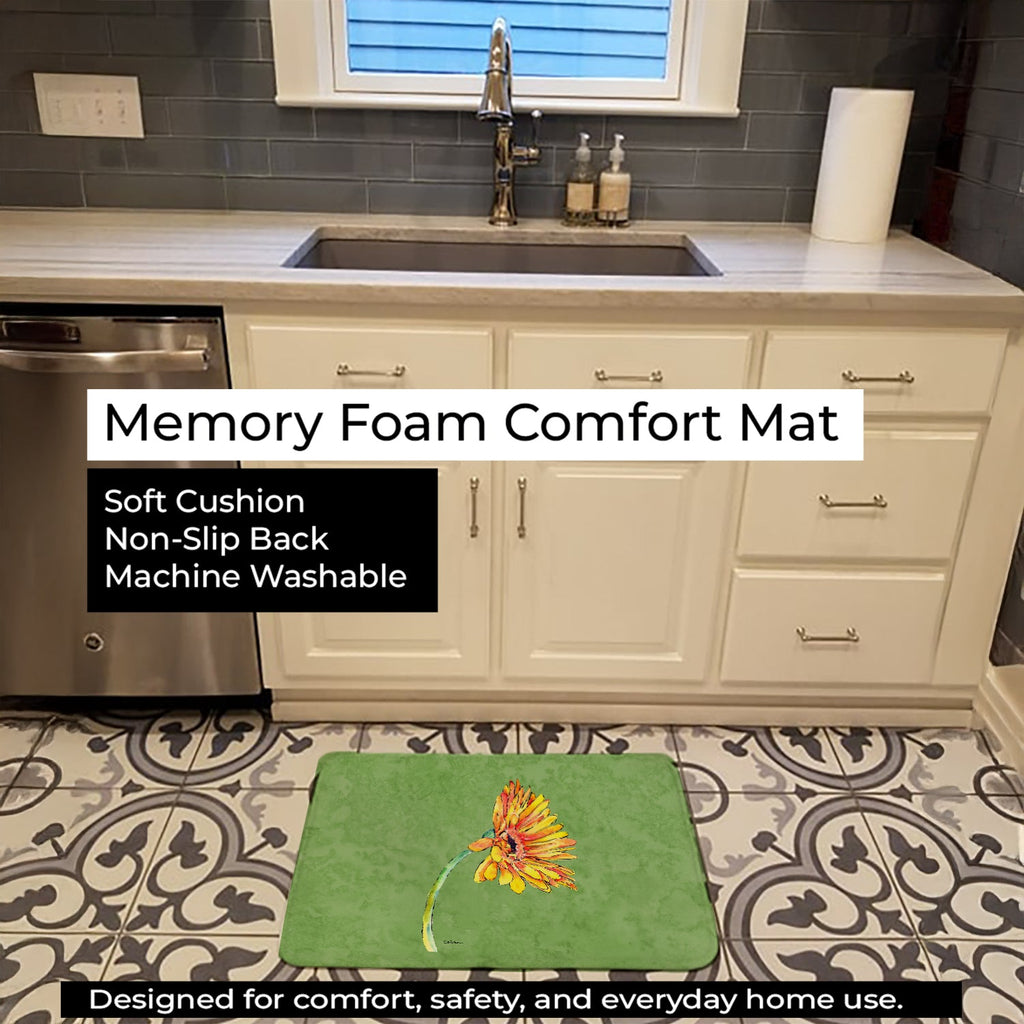Gerber Daisy Orange Memory Foam Kitchen Mat Machine Washable Anti-Fatigue Cushion Comfort Bath or Kitchen Rug