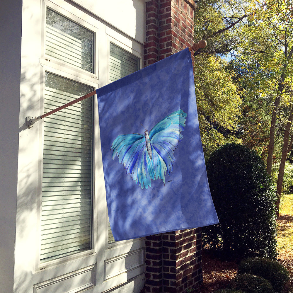 Butterfly on Slate Blue House Flag 28x40 Porch Sleeve Pole Decorative Outside Yard Banner Artwork Wall Hanging, Polyester