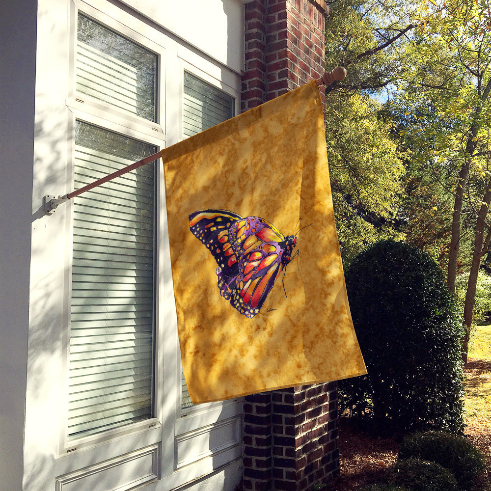 Butterfly on Gold House Flag 28x40 Porch Sleeve Pole Decorative Outside Yard Banner Artwork Wall Hanging, Polyester
