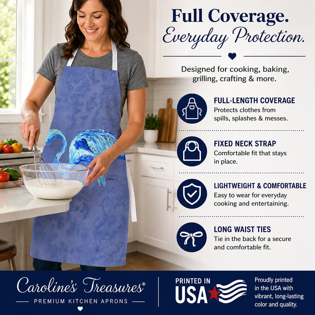 Flamingo On Slate Blue Apron Cooking Kitchen Server Baking Crafts Gardening for Adult Women Men, Unisex, Large, Multicolor