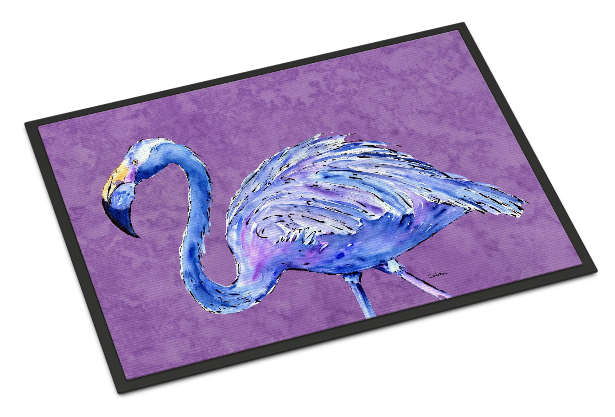 Flamingo on Purple Doormat Indoor Outdoor 24H X 36W Front Door Mat Rugs for Entryway, Non Slip Washable Low Pile,