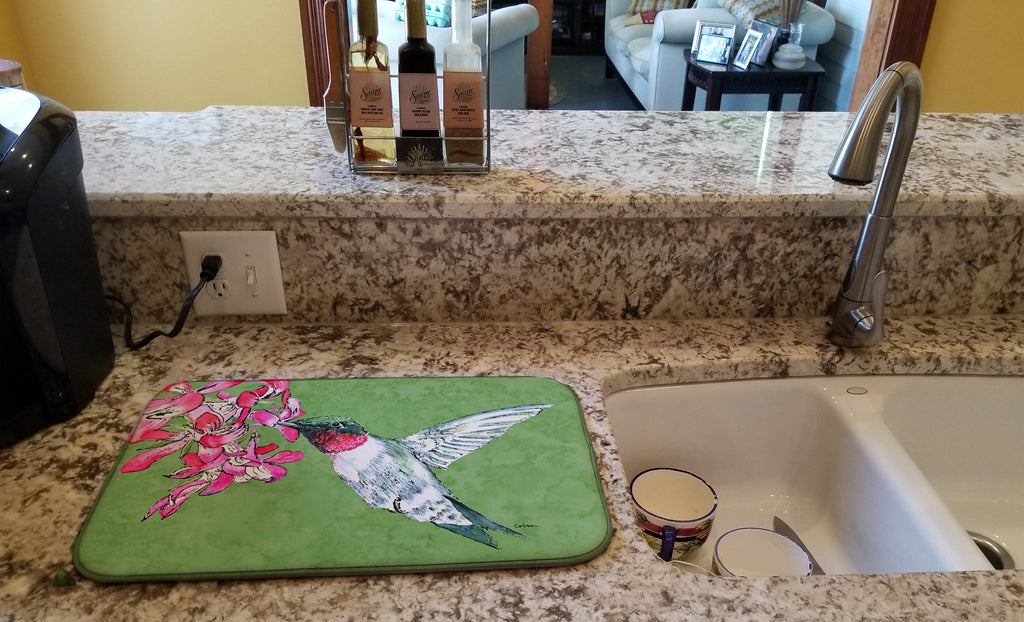 Hummingbird Dish Drying Mat Absorbent Dish Drying Mat Pad for Kitchen Counter Dish Drainer Mat for Countertop, 14 x 21", Multicolor