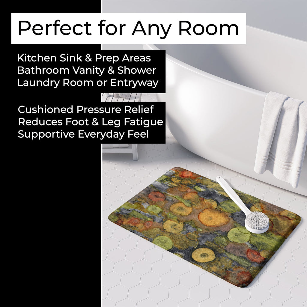Abstract with Mother Earth Memory Foam Kitchen Mat Machine Washable Anti-Fatigue Cushion Comfort Bath or Kitchen Rug