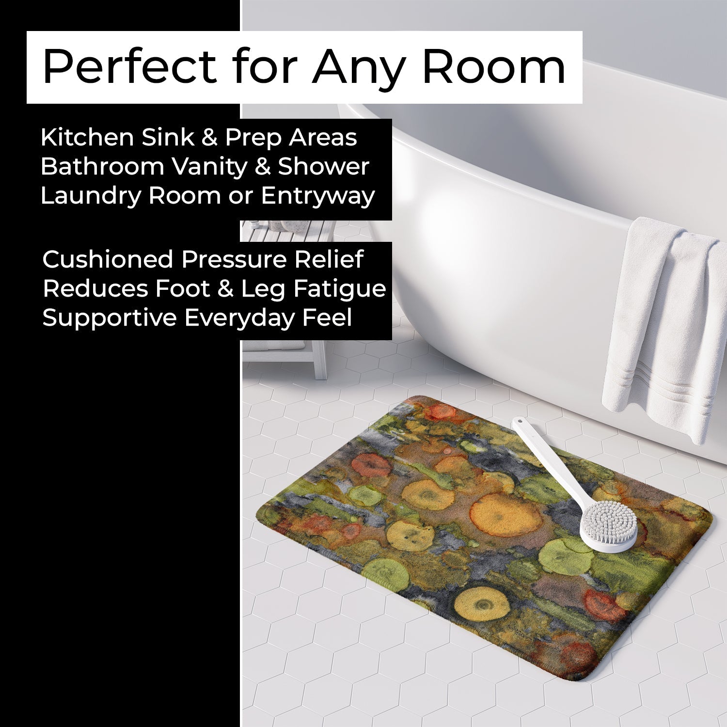Abstract with Mother Earth Memory Foam Kitchen Mat Machine Washable Anti-Fatigue Cushion Comfort Bath or Kitchen Rug