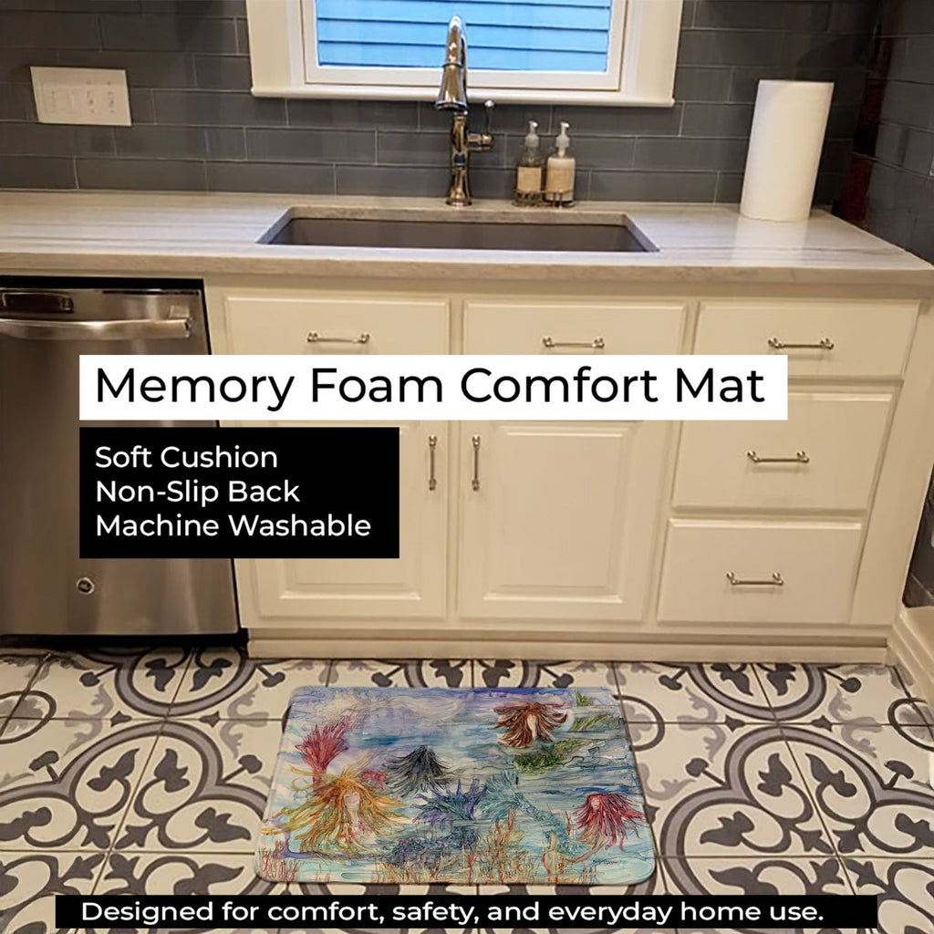 Abstract Mermaid Water Fantasy Memory Foam Kitchen Mat Machine Washable Anti-Fatigue Cushion Comfort Bath or Kitchen Rug