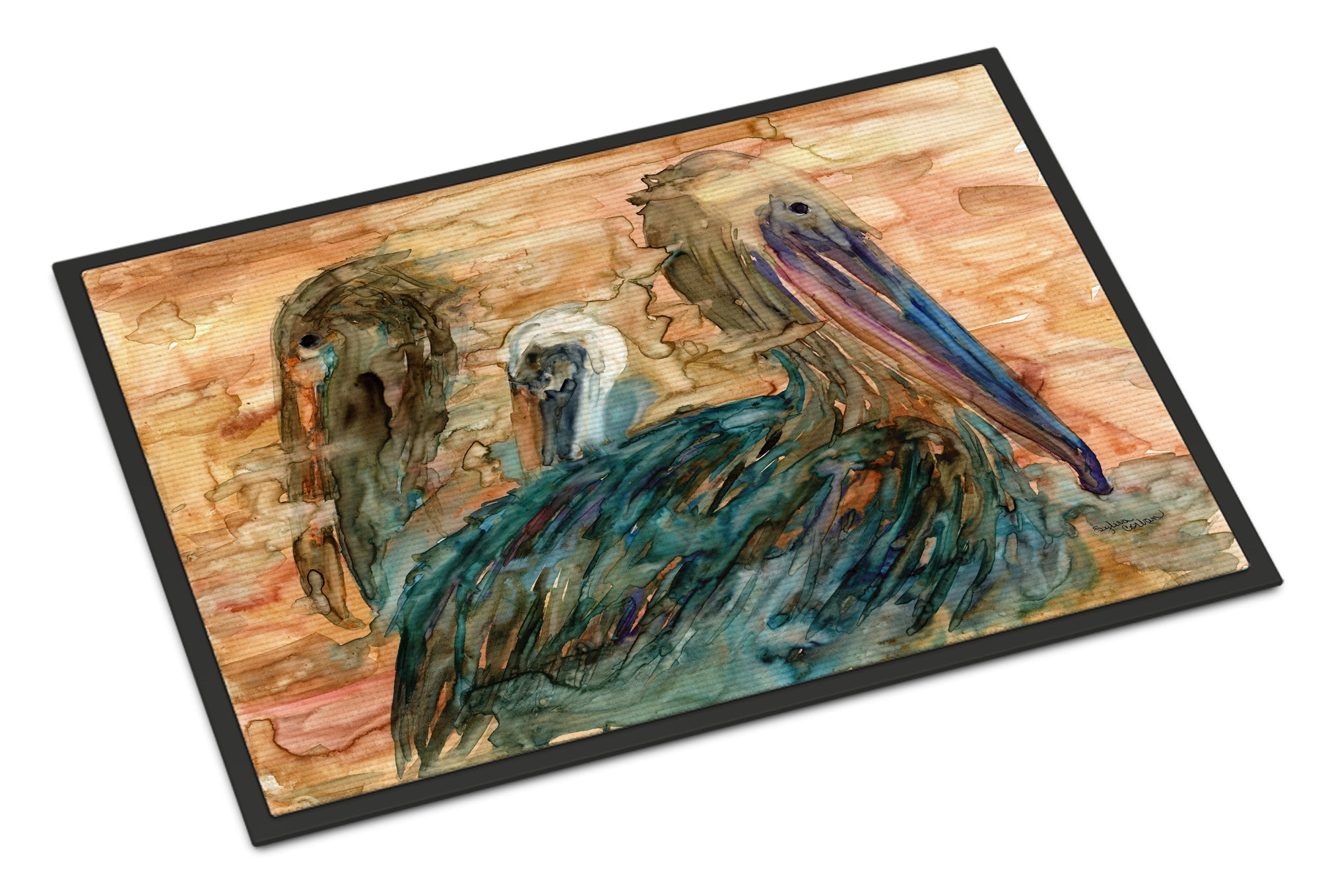 Abstract Pelicans Doormat Indoor Outdoor 24H X 36W Front Door Mat Rugs for Entryway, Non Slip Washable Low Pile,