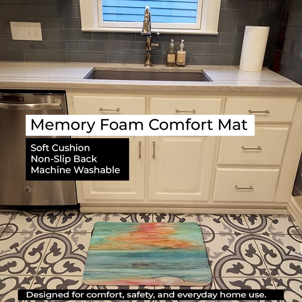 Abstract Rainbow Memory Foam Kitchen Mat Machine Washable Anti-Fatigue Cushion Comfort Bath or Kitchen Rug