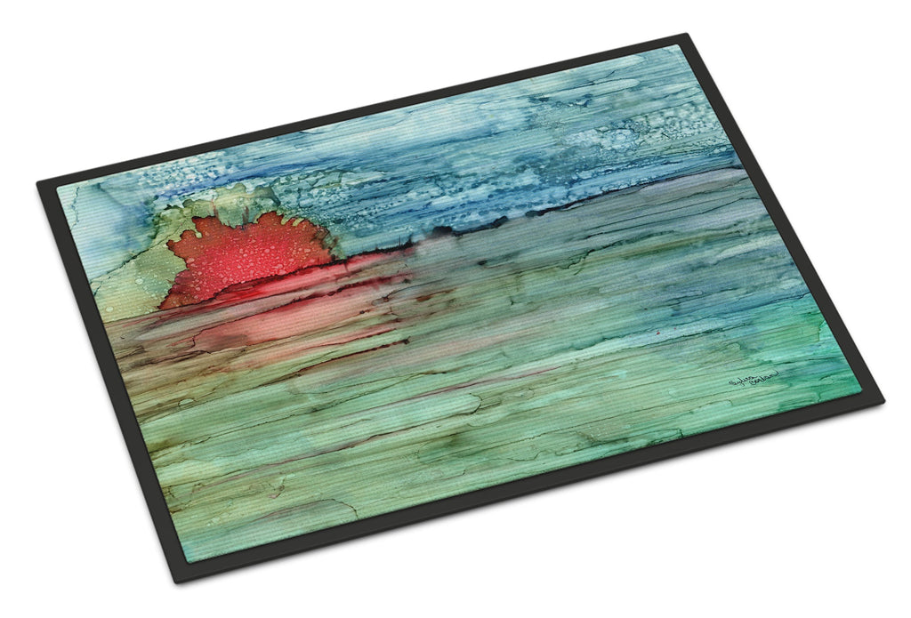 Abstract Sunset on the Water Doormat Indoor Outdoor 24H X 36W Front Door Mat Rugs for Entryway, Non Slip Washable Low Pile,
