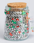 Merry Christmas Candy Cane Metallic Silver Letter DIY Bead Jar