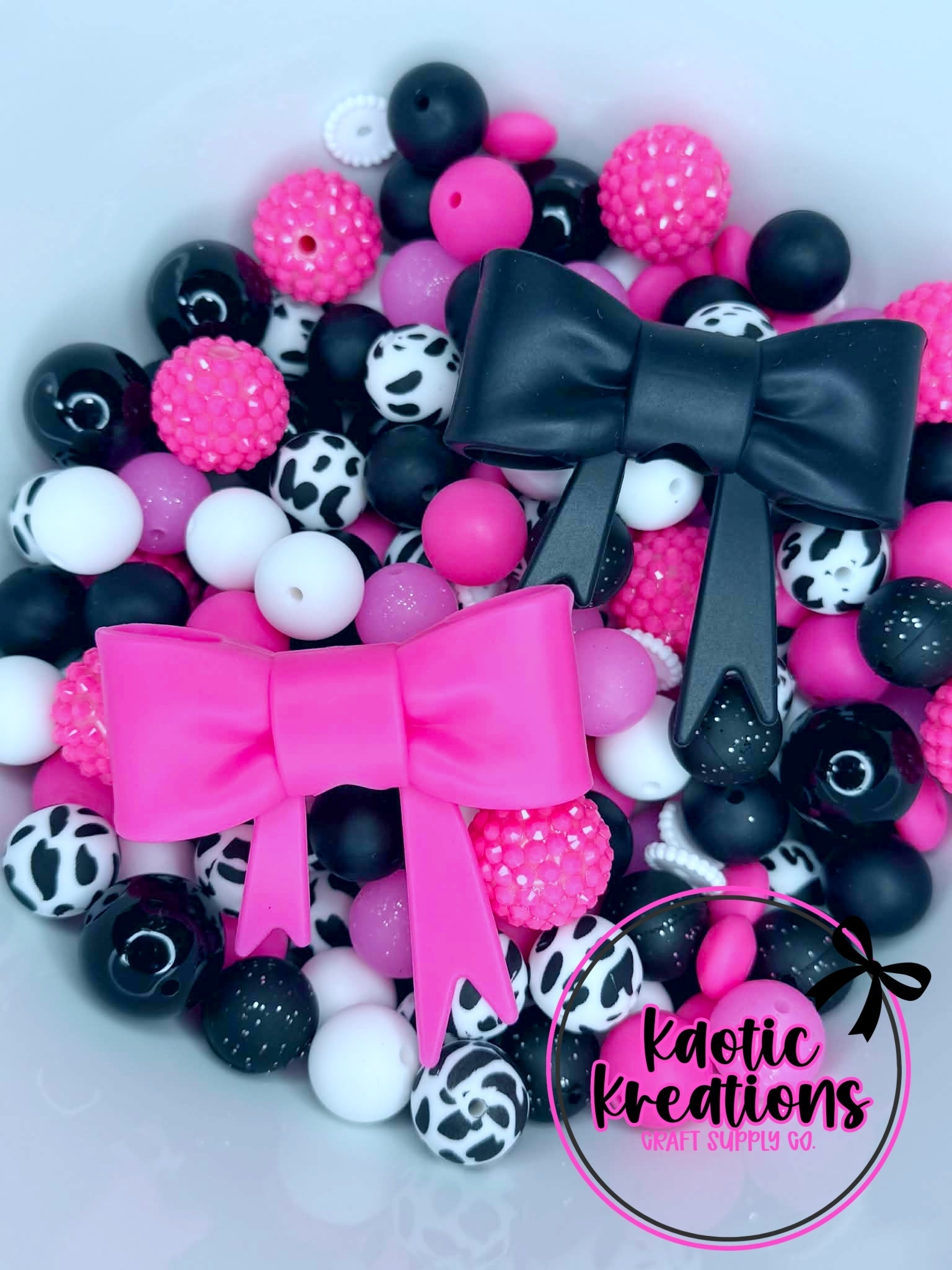 ACRYLIC SILICONE BEAD MIX W/JUMBO BOWS #44 (48ct)