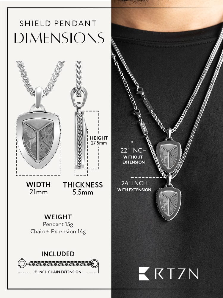 Meteorite Shield Pendant Necklace