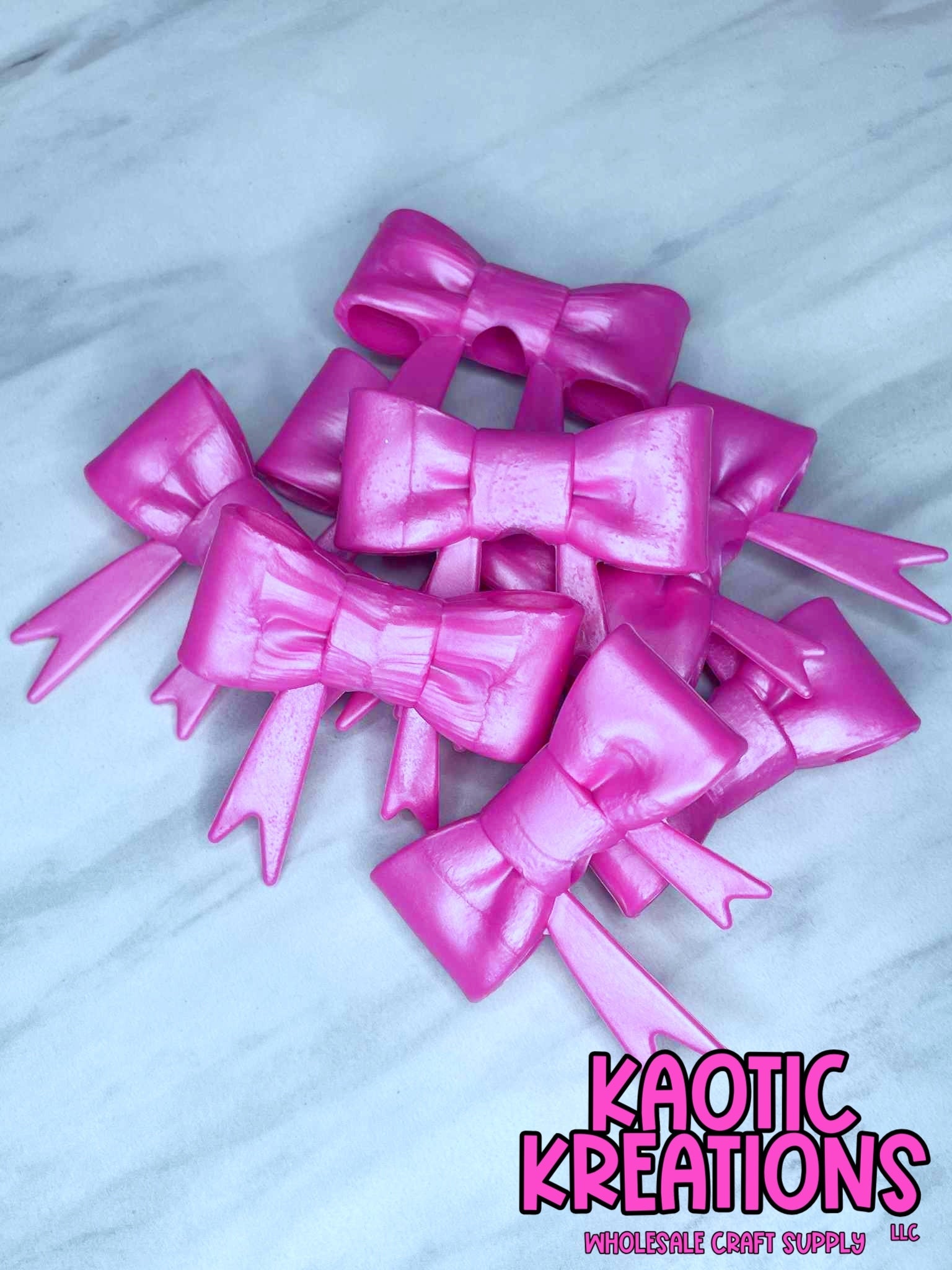 D55 BEADABLE JUMBO SILICONE BOW PINK PEARL (1ct)