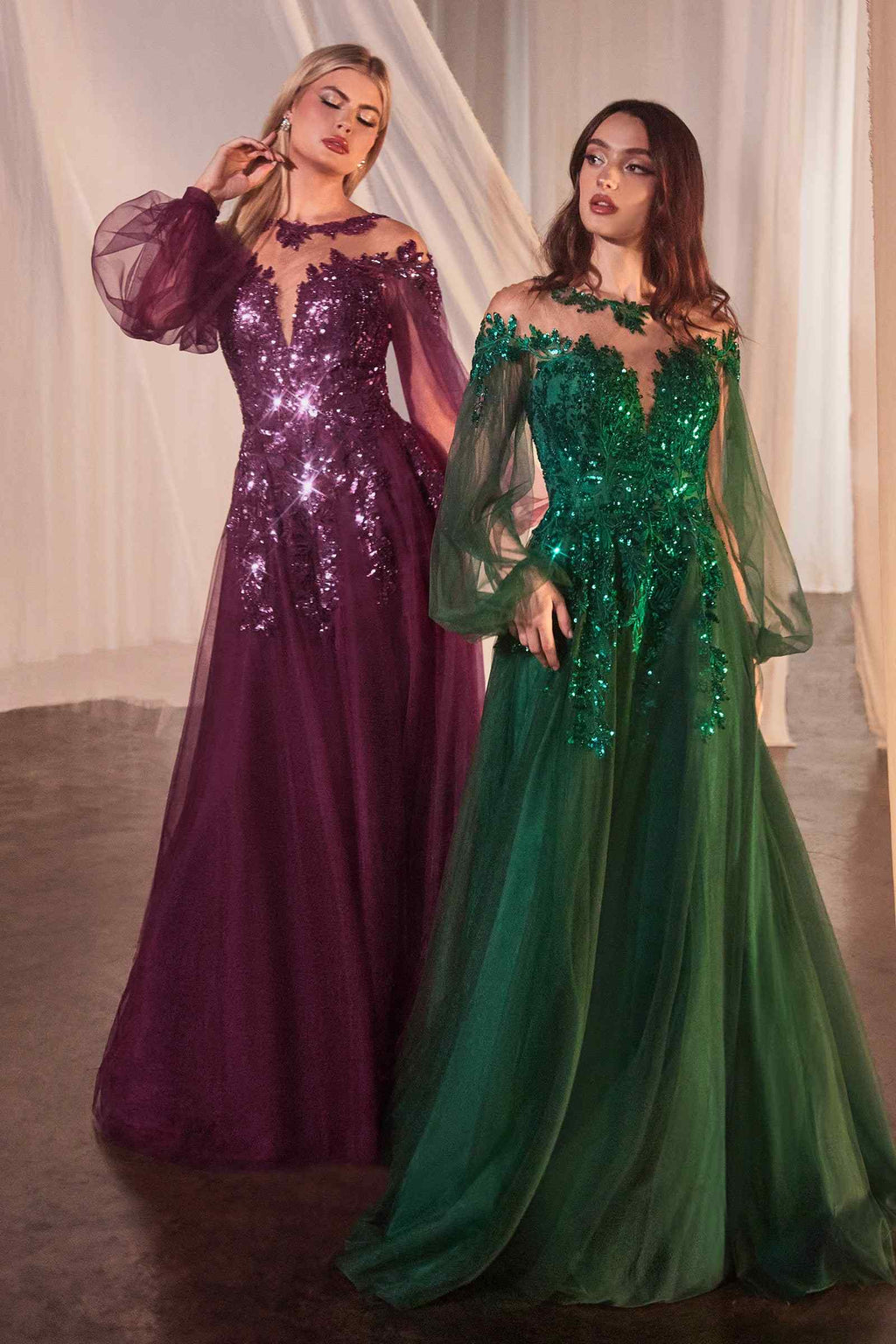 Andrea & Leo A1263 Long Sleeve A-Line Tulle & Lace Gown