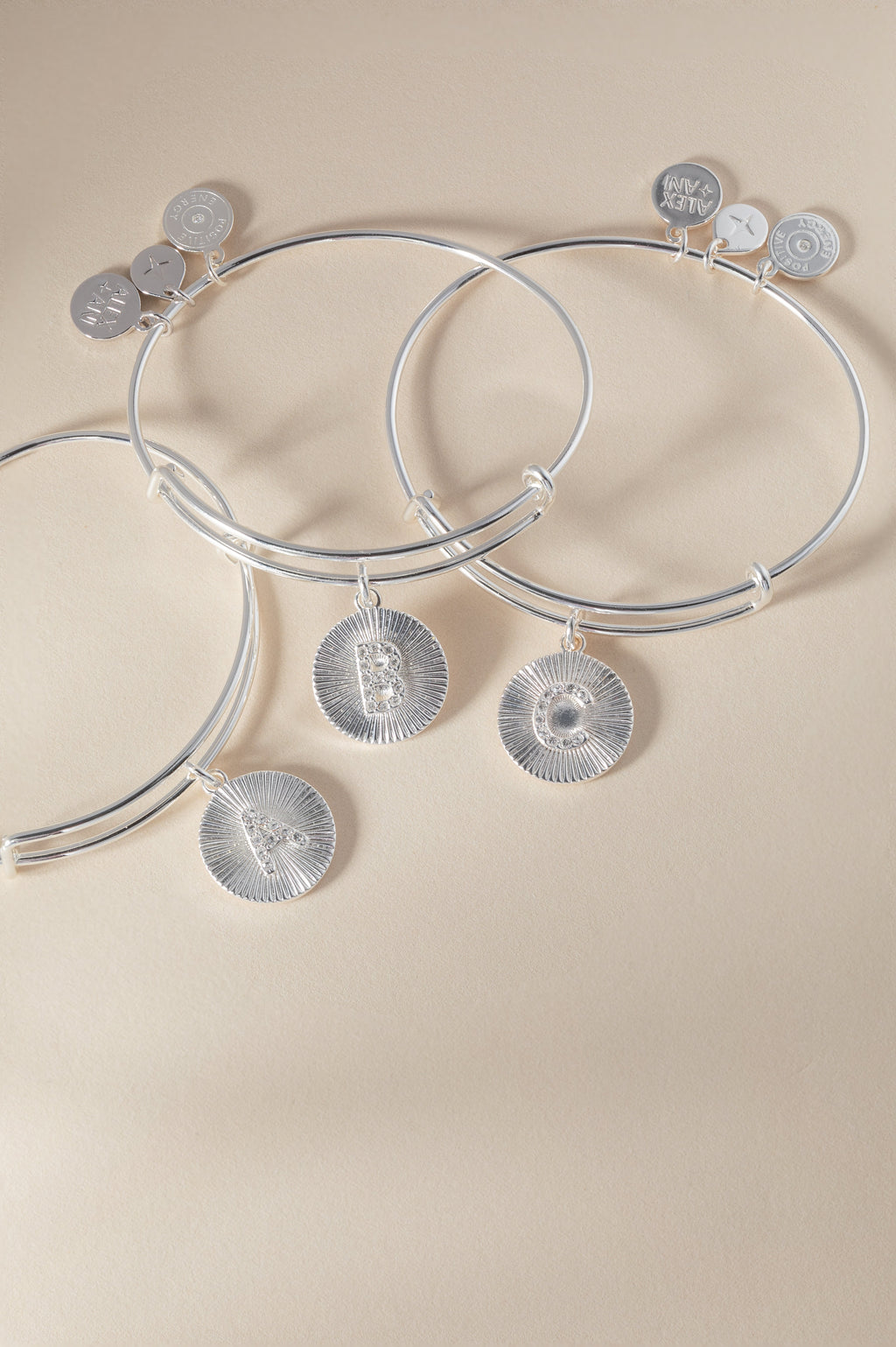 Initial A Pave Starburst Texture Bangle