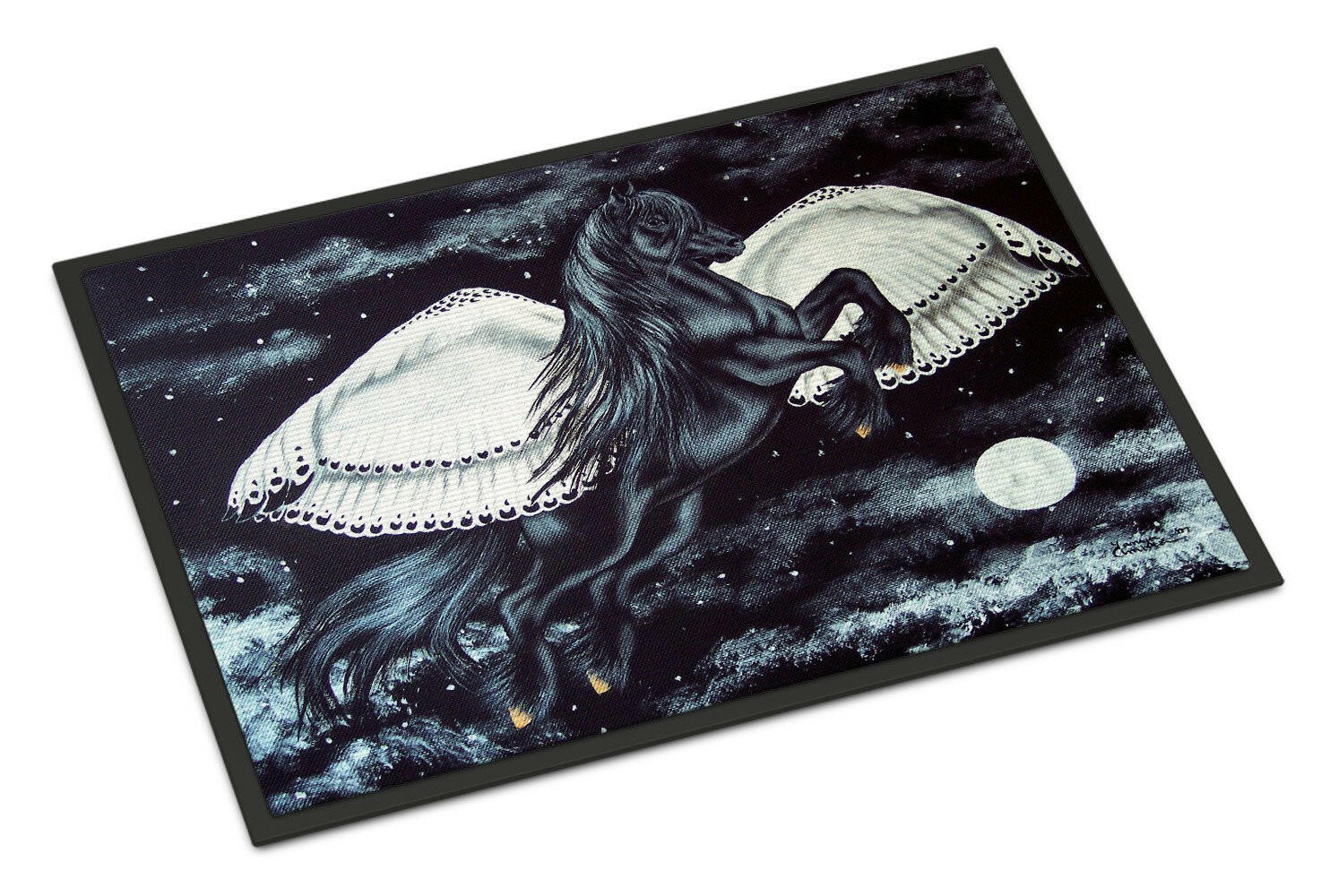 Black Flying Horse Doormat Indoor Outdoor 24H X 36W Front Door Mat Rugs for Entryway, Non Slip Washable Low Pile,