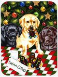 Santa's Helpers in Christmas Stockings Labrador Cutting Board Tempered Glass Kitchen Cutting Surface, Heat Resistant Chopping, Non-Slip Feet, Food Prep & Serving