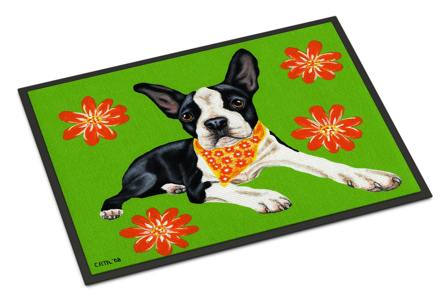 Cosmo Cutie Boston Terrier Doormat Indoor Outdoor 24H X 36W Front Door Mat Rugs for Entryway, Non Slip Washable Low Pile,