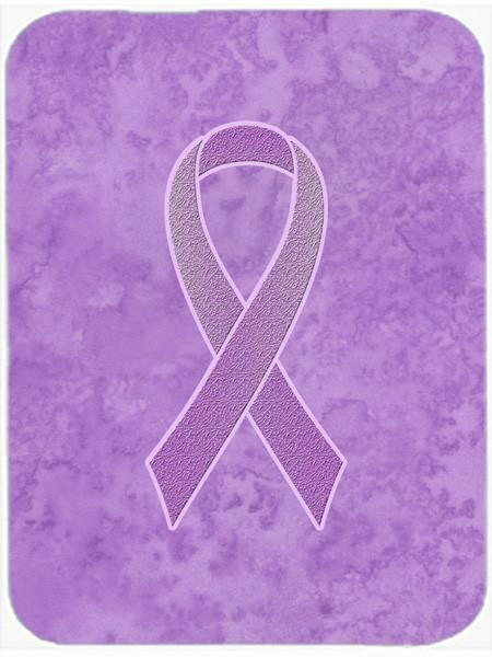 Lavender Ribbon for All Cancer Awareness Cutting Board Tempered Glass Kitchen Cutting Surface, Heat Resistant Chopping, Non-Slip Feet, Food Prep & Serving
