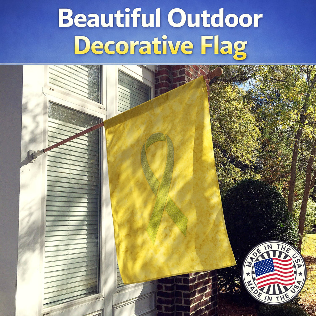 Yellow Ribbon for Sarcoma, Bone or Bladder Cancer Awareness House Flag 28x40 Porch Sleeve Pole Decorative Outside Yard Banner Artwork Wall Hanging, Polyester