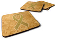 Gold Ribbon for Childhood Cancers Awareness Foam Coasters Set of 4 Cup Coasters for Indoor Outdoor, Tabletop Protection, Anti Slip, Mouse pad Material