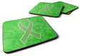 Lime Green Ribbon for Lymphoma Cancer Awareness Foam Coasters Set of 4 Cup Coasters for Indoor Outdoor, Tabletop Protection, Anti Slip, Mouse pad Material