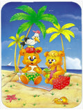 Teddy Bears Picnic on the Beach Cutting Board Tempered Glass Kitchen Cutting Surface, Heat Resistant Chopping, Non-Slip Feet, Food Prep & Serving