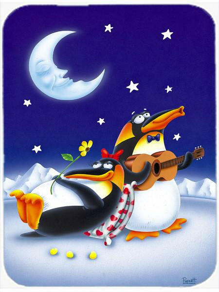 Music under the Moon Penguins Cutting Board Tempered Glass Kitchen Cutting Surface, Heat Resistant Chopping, Non-Slip Feet, Food Prep & Serving
