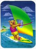 Teddy Bear Sailing Cutting Board Tempered Glass Kitchen Cutting Surface, Heat Resistant Chopping, Non-Slip Feet, Food Prep & Serving