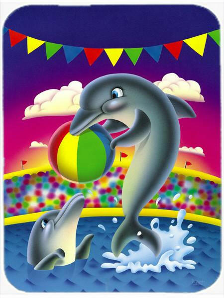 Dolphins performing for the crowds Cutting Board Tempered Glass Kitchen Cutting Surface, Heat Resistant Chopping, Non-Slip Feet, Food Prep & Serving