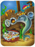Dolphins Treasure Chest Cutting Board Tempered Glass Kitchen Cutting Surface, Heat Resistant Chopping, Non-Slip Feet, Food Prep & Serving