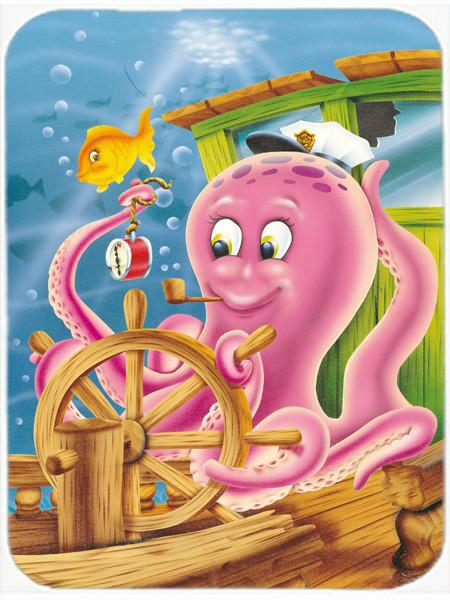 Captain Octopus Cutting Board Tempered Glass Kitchen Cutting Surface, Heat Resistant Chopping, Non-Slip Feet, Food Prep & Serving