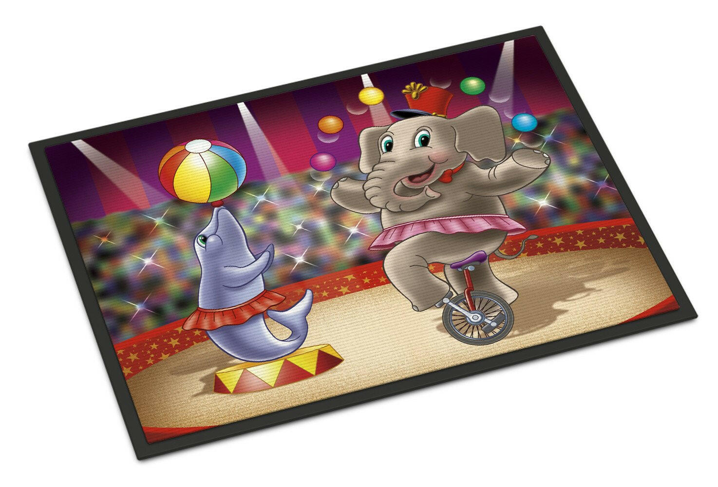 Circus Elephand and Dolphin Doormat Indoor Outdoor 18H X 27W Front Door Mat Rugs for Entryway, Non Slip Washable