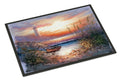 Lighthouse Scene with Boat Doormat Indoor Outdoor 24H X 36W Front Door Mat Rugs for Entryway, Non Slip Washable Low Pile,