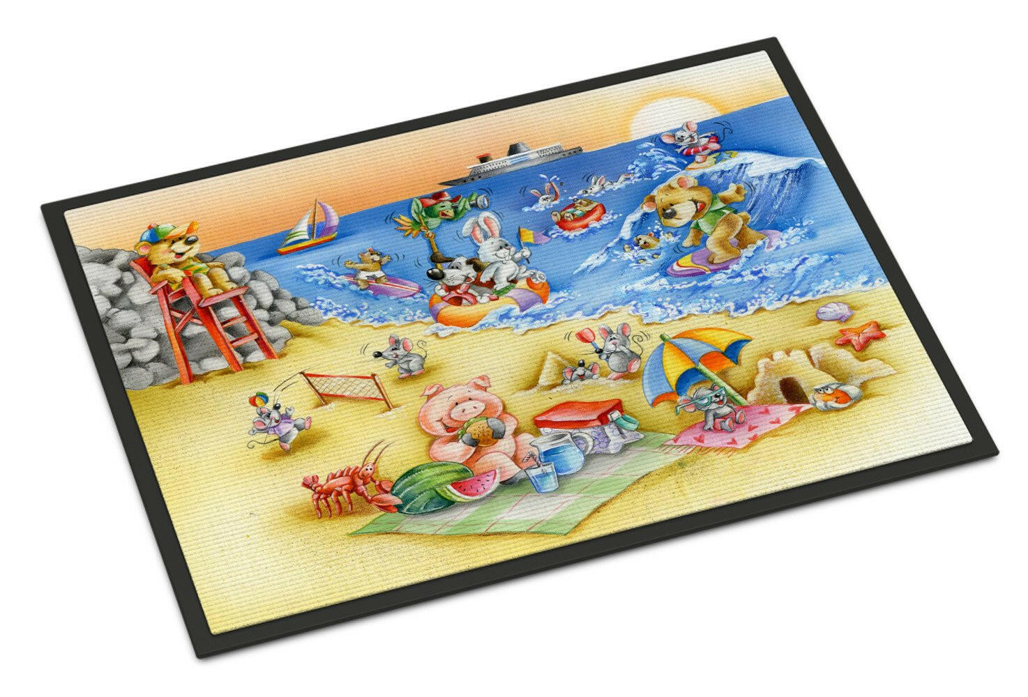 Animals Swimming at the Beach Doormat Indoor Outdoor 18H X 27W Front Door Mat Rugs for Entryway, Non Slip Washable