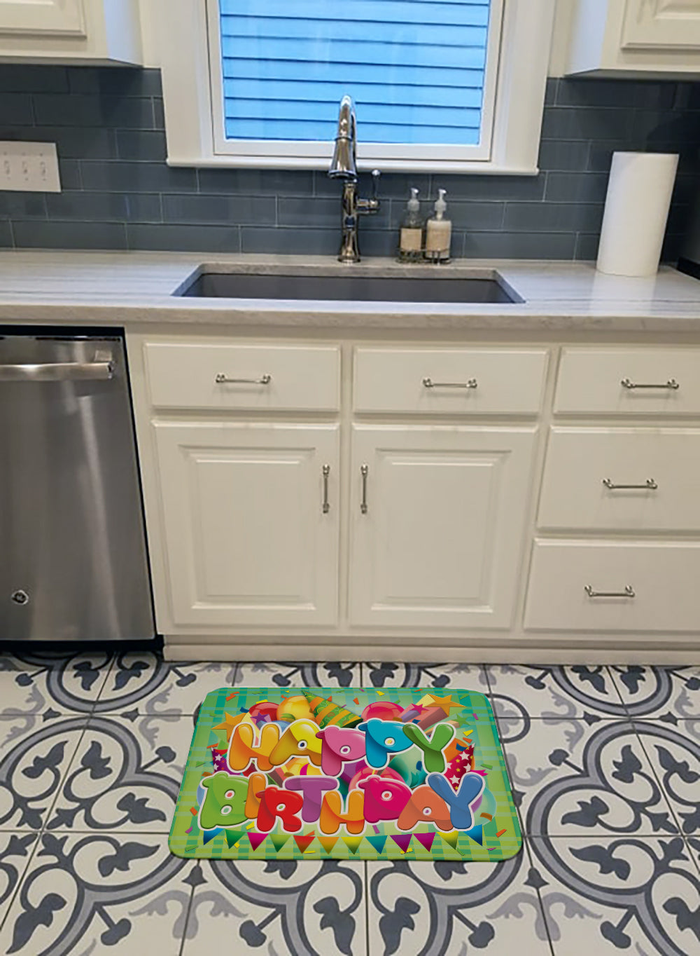 Happy Birthday Memory Foam Kitchen Mat Machine Washable Anti-Fatigue Cushion Comfort Bath or Kitchen Rug
