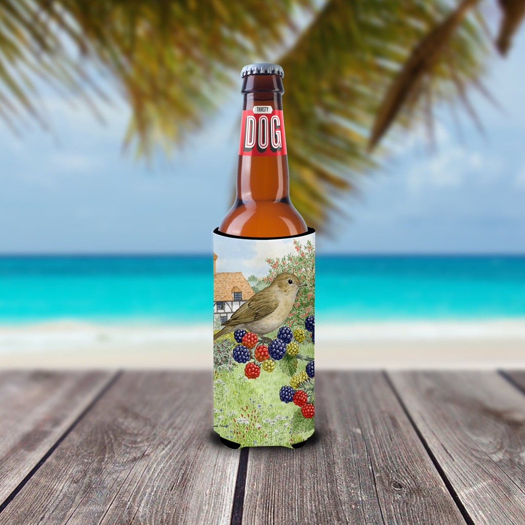 Garden Warbler Slim Can Hugger , Insulated Foam Hugger for 12 oz Slim Cans, Beer Bottles & Water Bottles, Printed in USA
