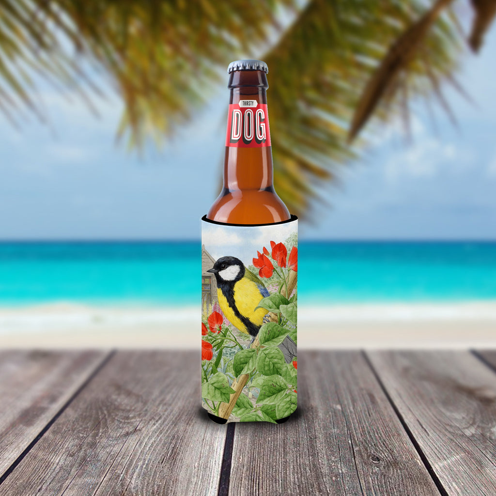 Great Tit Slim Can Hugger , Insulated Foam Hugger for 12 oz Slim Cans, Beer Bottles & Water Bottles, Printed in USA