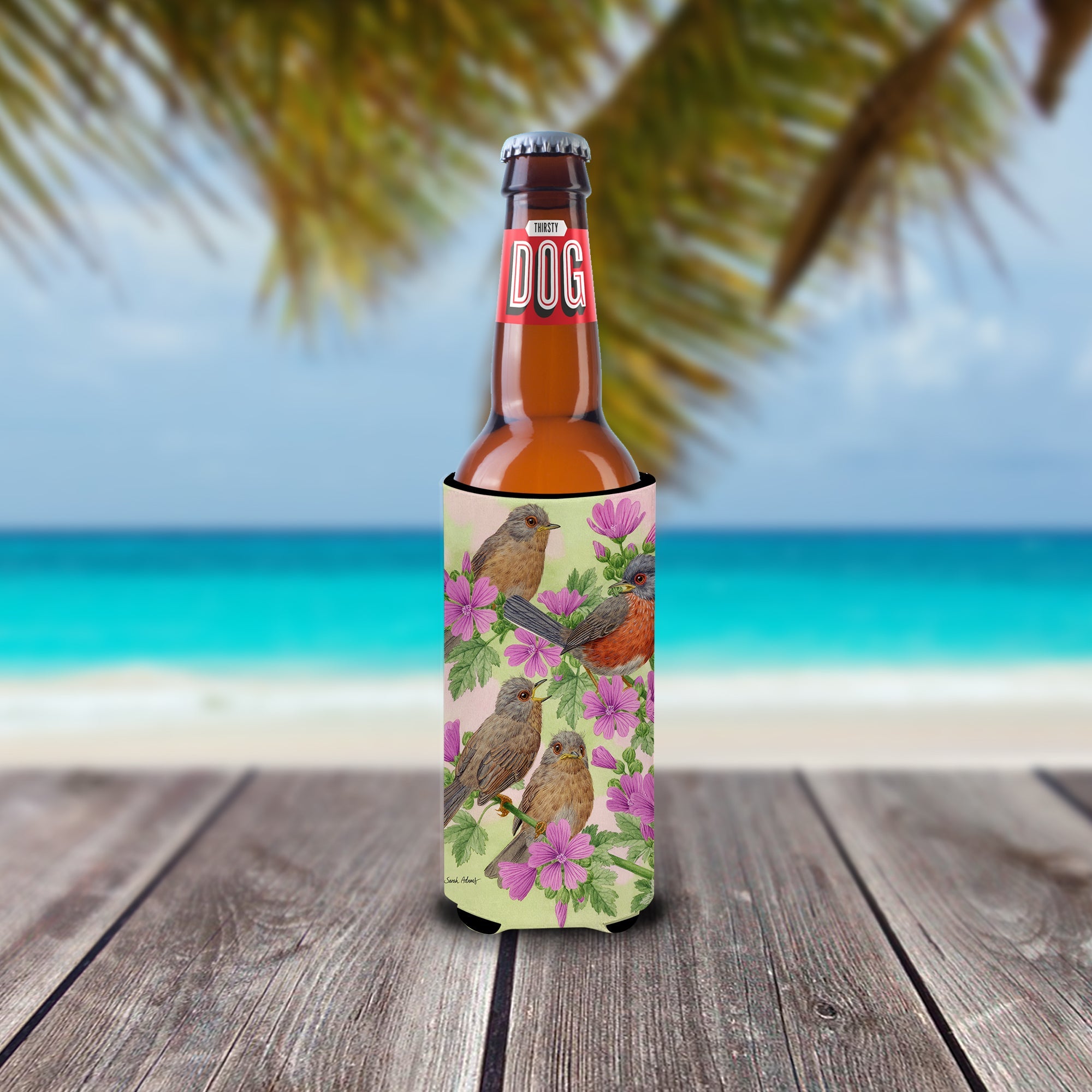 Warbler Family Slim Can Hugger , Insulated Foam Hugger for 12 oz Slim Cans, Beer Bottles & Water Bottles, Printed in USA